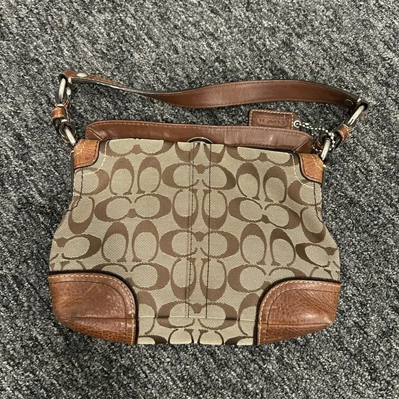Coach Signature Brown and Tan Shoulder Bag - Picture 1 of 2